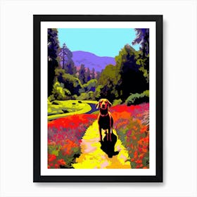 A Painting Of A Dog In Descanso Gardens, Usa In The Style Of Pop Art 02 Art Print