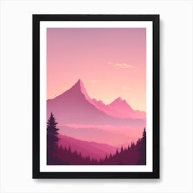 Misty Mountains Vertical Background In Pink Tone 96 Art Print