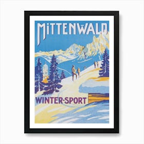 Mittenwald Germany Wintersport Vintage Ski Poster Art Print