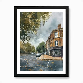 Hillingdon London Borough   Street Watercolour 1 Art Print