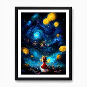 Alice Starry Night 3 Art Print