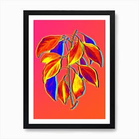 Neon Camphor Tree Botanical in Hot Pink and Electric Blue n.0506 Art Print