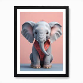 Cute Baby Elephant Nursery Ilustration (1) Art Print