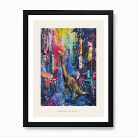 Colourful Dinosaur Cityscape Painting 5 Poster Art Print