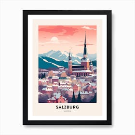 Vintage Winter Travel Poster Salzburg Austria 3 Art Print
