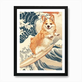 The Great Wave of Corgi Art Print