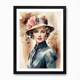 Vintage Woman In Hat Art Print