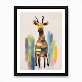 Elk 2 Kids Patchwork Painting Art Print