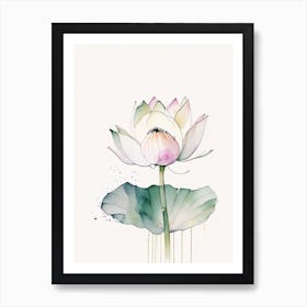 Lotus Flower In Garden Minimal Watercolour 5 Art Print