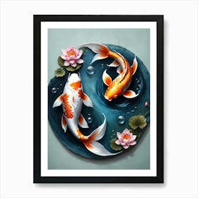 Koi Fish Yin Yang Painting (16) Art Print