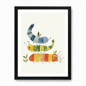 Colourful Insect Illustration Catepillar 6 Art Print