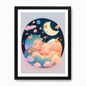 Celestial Kawaii Kids Space Art Print