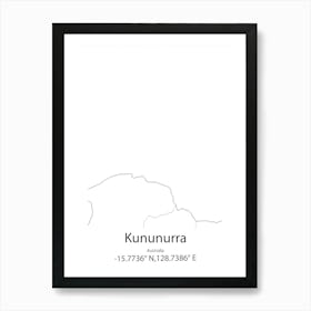 Kununurra,Australia Minimalist Map Art Print