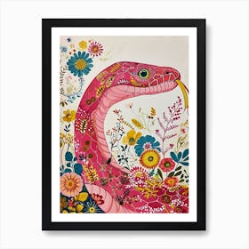 Floral Animal Painting Snake 2 Art Print