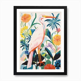 Colourful Bird Painting Egret 2 Art Print