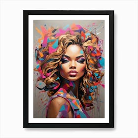 Woman With Colorful Hair 5 Art Print