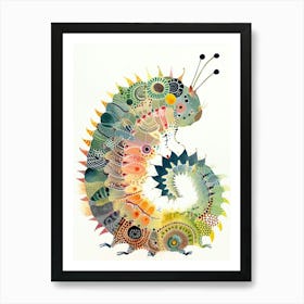 Colourful Insect Illustration Catepillar 9 Art Print
