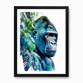 Gorilla In Jungle Gorillas Mosaic Watercolour 1 Art Print