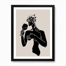 Woman With Wine Glass Art Print