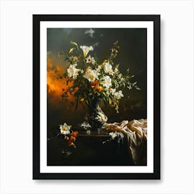 Baroque Floral Still Life Nigella 2 Art Print