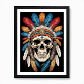 Skull Indian Headdress (7) Art Print