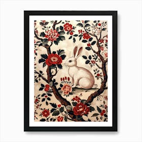 Chinese Lunar Year Of The Rabbit White 2 Full William Morris Style Art Print