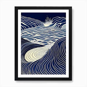 Whirlpool Water Waterscape Linocut 1 Art Print