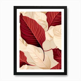 Seamless Pattern With Red And White Leaves Art Print