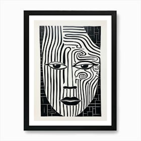 Geometric Linework Face Portrait 5 Art Print