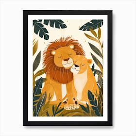 African Lion Rituals Illustration 3 Art Print