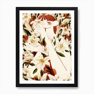 Lilies   Apricots Art Print