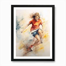 Girl Skateboarding In Santiago, Chile Watercolour 3 Art Print