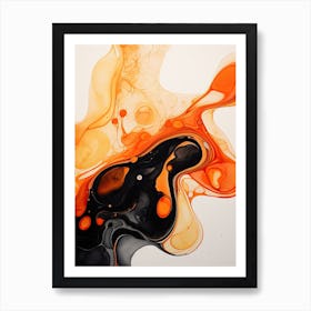 Black And Orange Flow Asbtract Painting 3 Art Print