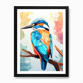 Colourful Geometric Bird Kingfisher 3 Art Print