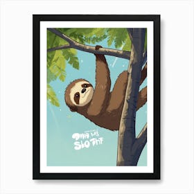 Sloth Hanging In The Tree Art Print