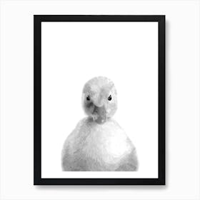 Black and White Duckling Illustration Art Print