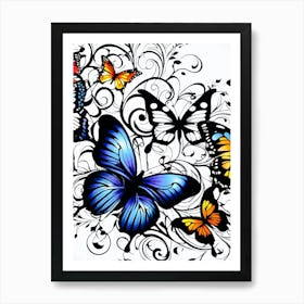 Butterflies And Vines Art Print