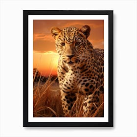 African Leopard Sunset Portrait 1 Art Print