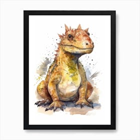 Saurophaganax Cute Dinosaur Watercolour 3 Art Print