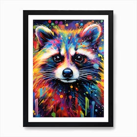 A Guadeloupe Raccoon Vibrant Paint Splash 4 Art Print