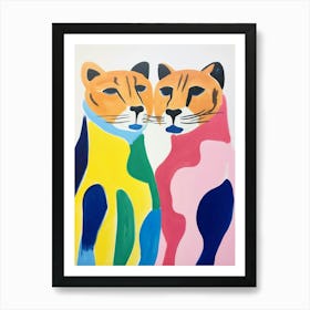 Colourful Kids Animal Art Cougar 3 Art Print