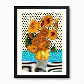 Van Gogh - sunflowers - colors - photo montage Art Print