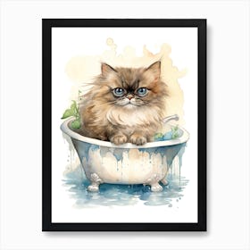 Himalayan Cat In Bathtub Bathroom 1 Art Print