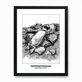 Penguin Sunbathing On Rocks Poster 5 Art Print