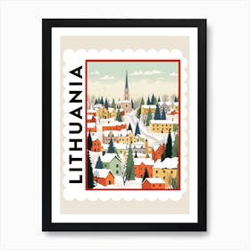 Retro Winter Stamp Poster Vilnius Lithuania 1 Art Print