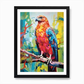 Colourful Bird Painting Red Tailed Hawk 3 Art Print