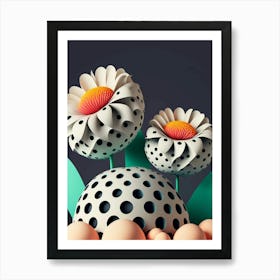 Polka 3d flowers 1 Art Print