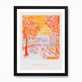 Montalcino Italy Orange Drawing Poster Art Print