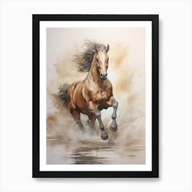A Horse Painting In The Style Of Wash Technique 3 Art Print