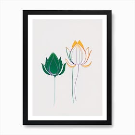 Double Lotus Minimal Line Drawing 4 Art Print